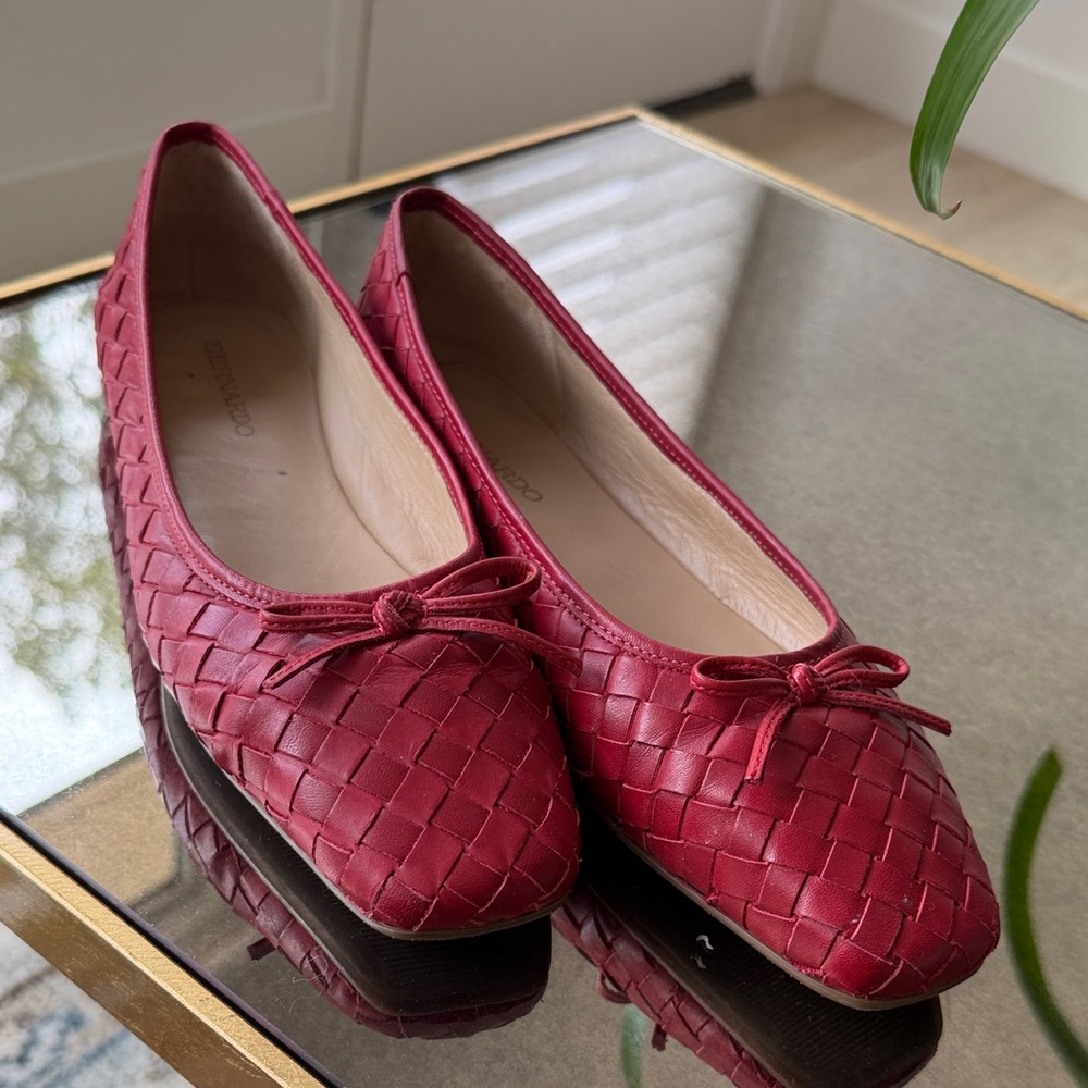 Bernardo Red Woven Ballet Flats